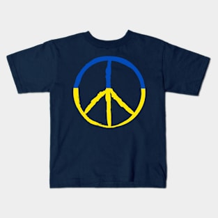 Ukraine Flag Peace Sign Kids T-Shirt